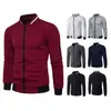 Mens Solid Colors Zipper Hoodies Fashion Trend Long Sleeve Diamond Lattice Cardigan Sweatshirts Male Spring Stand Collar Slim Pullover Tops