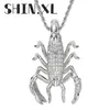 Hip Hop Iced Out Scorpion Animal Mens Pendant Necklaces with Stainless Steel Rope Chain Jewelry