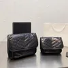 Ni-Ki 빈티지 송아지 가죽 가죽 체인 어깨 가방 클러치 플랩 플랩 가방 Desinger Crossbody 편지 로고 여성 쇼핑 핸드백 totes 지갑