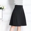 Spring & Autumn Women Midi Skirt Korean Fashion Slim Pocket Elastic High Waist A Line Skirt Plus Size Black Sexy Skirt 210311
