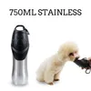 750 ml in acciaio inox animali domestici bottiglia d'acqua potabile animali domestici dispenser ciotola per l'alimentazione da viaggio sport attrezzi esterni portatili per cucciolo di gatto Y200922