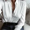 5XL Plus Size Autumn Women Tops Chiffon Blouses Long Sleeve Button Blusas Sexy Office Ladies Shirts White Black Blue Red Yellow T200720