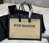 Realfine888 5A 509415 Rive Gauchu grandes sacolas em tela impressa e bolsas de couro com saco de pó