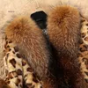 Damska Fur Faux Coat Collar Classic Leopard Medium Długie Kobiece Ladies Plus Kurtka Zimowe Ciepłe Znaki
