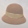 Cappello da pescatore di lana alla moda Donna Cintura a nastro stile francese Berretto a tesa avara Cappelli da pescatore da donna autunno inverno