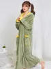 Winter Long Warm Robe Women Coral Fleece Flannel Hoody Thermal Bathrobe Thicken Cute Nightwear Sleepwear Bath Robe Dressing Gown 210831