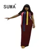 Robes africaines pour femmes à manches courtes moulante sexy robe de mode longue robe maxi vêtements élégants 210525