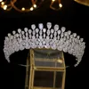 Bride Tiara Crystal Headdress Bröllopshår Tillbehör Full Zircon Kronor Headband Smycken för kvinnor 210707