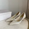 Top Quality Romy 65mm Glitter Tulle Bombas Stiletto Saltos Bridal Sapatos Mulheres Salto Luxurys Designers Vestido Sapata Senhoras Noite De Casamento Calçado De Fábrica De Salto