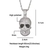 Hip Hop Iced Out Bling Cubic Zirconia Skull Baguette Halsband Pendants För Män Kvinnor Rapper Smycken Med Solid Tillbaka