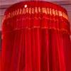 Romantic Chinese Red Honeymoon Princess Round Net Double layer Lace Bed Canopy Tent Folding Dome Mosquito Netting#sw