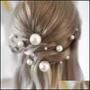 Clips Barrettes Jewelry Jewelry18pcs 여성 u 자형 핀 금속 막사 클립 헤어 핀 시뮬레이션 진주 신부 티아라 헤어 aessories wedding hai