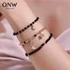 Braccialetti a cuore Donna Stelle Luna Bracciale con perline Moda creativa Bambini SET Gioielli Alta qualità Metallo alla moda Nero Bransoletka