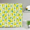 Shower Curtains Summer Fruit Curtain Set Yellow Flower Green Leaves Pattern Waterproof Bathroom Decor Hanging With Hooks