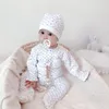 Combinaisons d'automne et de printemps pour nouveau-nés, filles et garçons, avec chapeau, vêtements en coton pour bébés, combinaison à manches longues pour bébés en bas âge