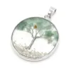 gravel Natural Stone Tree of Life Pattern Glass Round Charms Rose Quartz Healing Reiki Crystal Pendant DIY Necklace Earrings Women Fashion Jewelry Finding