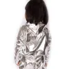 Spring Autumn Kids Silver bomber Jacket Stage Performance Wear paillette feminina casaco Hip Hop dance coat 211204