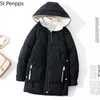Mulheres inverno grosso jaqueta de algodão com capuz comprido parka acolchoado para mais tamanho 2xl revestimento 211216