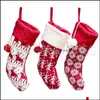 Suministros festivos para fiestas Hogar Jardín Navidad Media Árbol Ornamento Snow Elk Decoraciones navideñas Knit Candy Calcetines Bolsas Bolsa de regalo de Navidad Cyz2