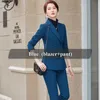 Lenshin Hoogwaardige Office Dame Roze Business Broek Suit Plus Size Twee Stukken Set Dameskleding Formele Blazer en Broek 210927