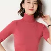 Spring summer Short sleeve Cashmere sweater women's loose turtleneck knit bottoming shirt female pullover tops 210806