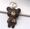 Hot Sale New Fashion Key Chain Accessories Tassel Key Ring PU Leather Bear Pattern Car Keychain Jewelry Bag Charm