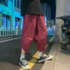 2021ファッションメンズビーチワイドレッグズパンツ韓国風の服男性ズボン綿カーフレングスブルーマパンツ男性ストリートウェアX0723