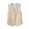 Kamizelka damska One-Breasted Work Wear Slim Krótki Veste Femme Jesień Waistcoat Office Lady Bez Rękawów Kurtka 210915