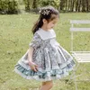 Summer Children's Lolita Floral Short Sleeve Dress Spanish Princess Prom Dresses Baby Girl Birthday Party 1729 B3