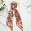 Flowers Long Ribbon Elastic Hair Bands Dot Floral Print Hair Ties Rope Ponytail Hair Rope Removeable Scarf Scrunchies Headwear