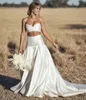 Vestido de casamento de praia de verão para noiva 2022 dois peça marfim cetim uma linha vestidos nupciais querida noiva vestidos de noiva vestidos de novia