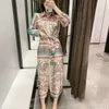 Vrouwen vintage positie cashew floral print sjoghes shirtdress dames lange mouw zakelijke vestidos chic side split jurken ds3379 t200603