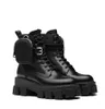 Comfort Winter Monolith Ankle Boots Black Brushed Leather Combat Boots Women Triangle Chunky Lug Sole Platform Heels Motorcycle Booties EU35-40
