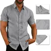 Heren Shirts Blouse Korte Mouw Mannen Casual Slim Fit Mandarijn Kraagoverhemden Hoge Kwaliteit Zomer Strand Shirt 210714