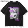 Männer Streetwear T-Shirts Hip Hop Anime Mädchen Gedruckt Baumwolle T-shirts Harajuku Casual Punk Rock Gothic Übergroßen T-shirts Tops 210601