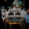 Barokowe Luksusowe Kryształowe Kwiaty Bridal Tiaras Korony Korowód Prom Diadem Bride Headband Akcesoria do włosów 210616