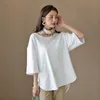 Nouveau automne été femmes blanc manches longues t-shirts de haute qualité dames coton t-shirt 210302