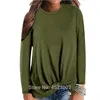 Femmes Automne O-Cou À Manches Longues Tops Noeud Gaufre Tricot Tunique Chemise Mignon Solide Lâche Chemises Tops 210302