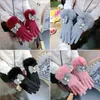 Winter 4 Colors Female Gloves Handmade Touch Screen Cashmere Wool Blended Warm Mittens Bow-tie Korean Girls AGB7091