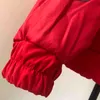 赤い長袖レーシングジャケットヴィンテージプリントジッパーボンバージャケット女性スポーツスタイルポリエステル冬ジャケット女性コート220118