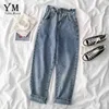 YuooMuoo Jeans Boyfriend Vintage morbidi di alta qualità per le donne Pantaloni a vita alta elastici mamma Jeans neri Pantaloni lunghi in denim Harajuku 211112