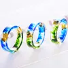 Anéis de casamento Anel de resina artesanal com papel alumínio de ouro insiede fresco e azul oceano para mulheres presentes de festa9370118
