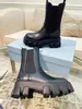Dames designer silhouet laarzen Hoge kwaliteit lederen zwart-wit nagelvormige rubberen bodem met doos €35-41