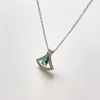 Kettingen 925 Sterling Zilver Exquisite Eenvoudige persoonlijkheid Groene Zirkoon Fan-vormige ketting Emerald S925 Sieraden Gift voor haar