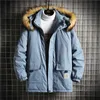Зимний меховой воротник Parka мужская куртка с капюшоном мужчины толстые термические средней длины снег парку теплые верхняя одежда шерстяная лайнер пальто 210603