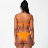 Sexy Rippen Badeanzug Weibliche Bandeau Bikini Set Solide Weiß Lila Bademode Frauen Badeanzug Badegäste Baden 210629