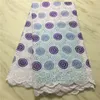 5yards / PC Moda Flor Bordado Africano Malha Branco Algodão Tecido Swiss Voile Seco Lace para PL11506