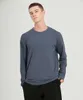 Mens Long Sleeve Tops Den grundläggande Yoga Sports T-shirt Hög Elastisk hastighet Dry Round Neck Fitness Gymkläder Kör avslappnad träningsskjorta