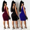 Kvinnor Ärmlös Plunge V-Neck Bandage Dress Sexy Club Bodycon Dresses 210702