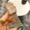 العلامة التجارية Watch Women Girl Crystal Rectangle Style Metal Steel Band Quartz with Logo Wrist Watches CH44